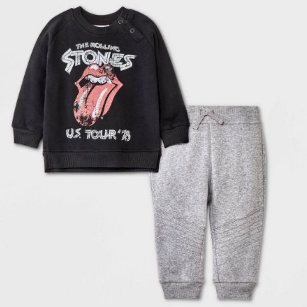 Newborn Rolling Stones Crewneck and Jogger Set